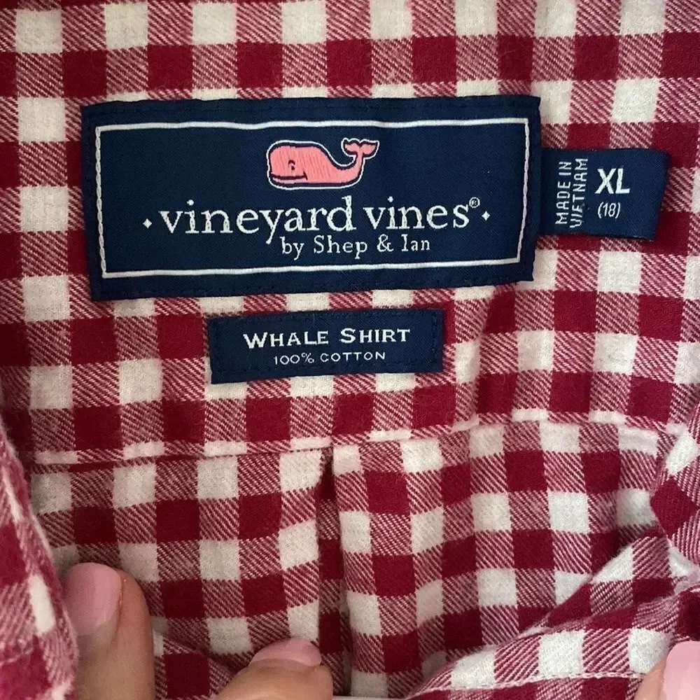 Vineyard Vines Gingham Check Button Down Long sleeve‎ Size Extra Large (18)